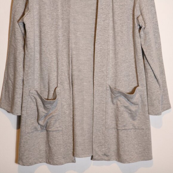 Eileen Fisher Long Open Cardigan Women Medium Gray Tencel Organic Cotton Slouchy - Picture 2 of 6